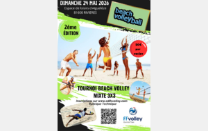 TOURNOI 3X3 BEACH VOLLEY MIXTE DIMANCHE 24 MAI 2026